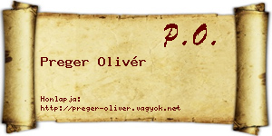Preger Olivér névjegykártya